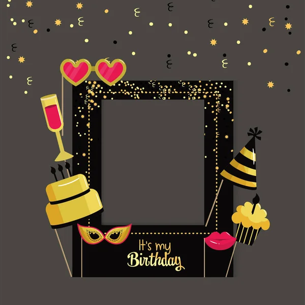 Happy Birthday Framework Party Decoration Vector Illustration — Stock Vector