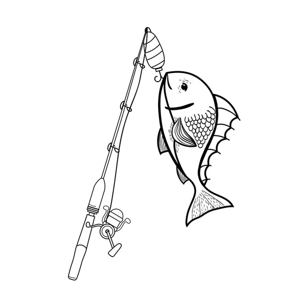 线刺卷轴捉住鱼食物向量例证 — 图库矢量图片