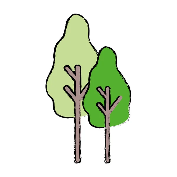 Árvores Naturais Com Ícones Botânica Ilustração Vetorial —  Vetores de Stock