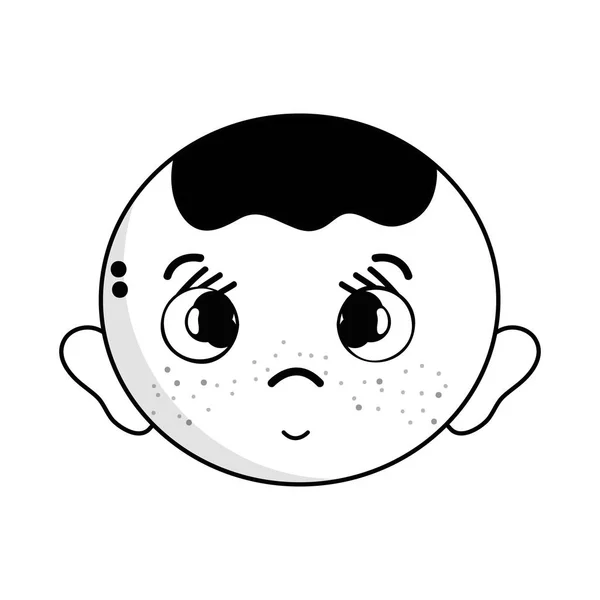 Contour Cute Baby Boy Head Hairstyle Design Vector Illustration - Stok Vektor