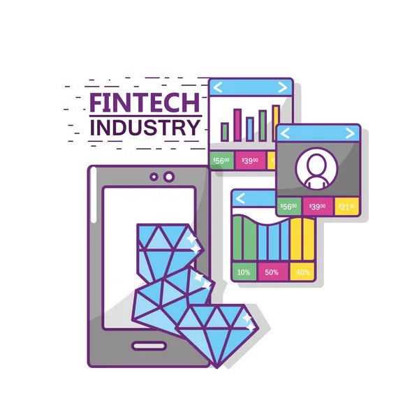 Fintech Ipari Technológia Pénz Téma Vektoros Illusztráció Icon Készlet — Stock Vector