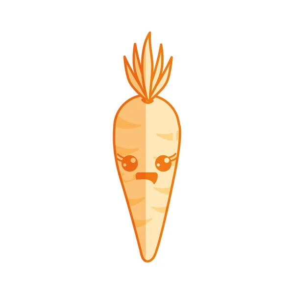 Silhouette Kawaii Cute Happy Carrot Vegetable Vector Illustration — Stock Vector