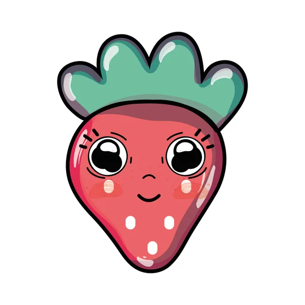 川井可爱的快乐草莓水果矢量插图 — 图库矢量图片