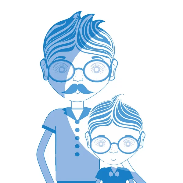 Silhouette Father His Son Using Glasses Vector Illustration Design — Stock Vector