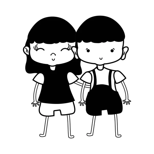Ομορφιά Κορίτσι Και Αγόρι Μαζί Χτένισμα Εικονογράφηση Διάνυσμα — Διανυσματικό Αρχείο