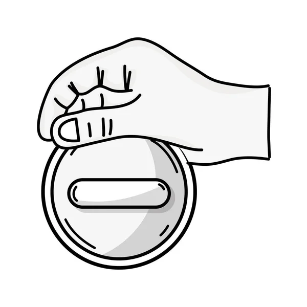 Line Hand Medicine Symbol Help People Vector Illustration — Stock Vector