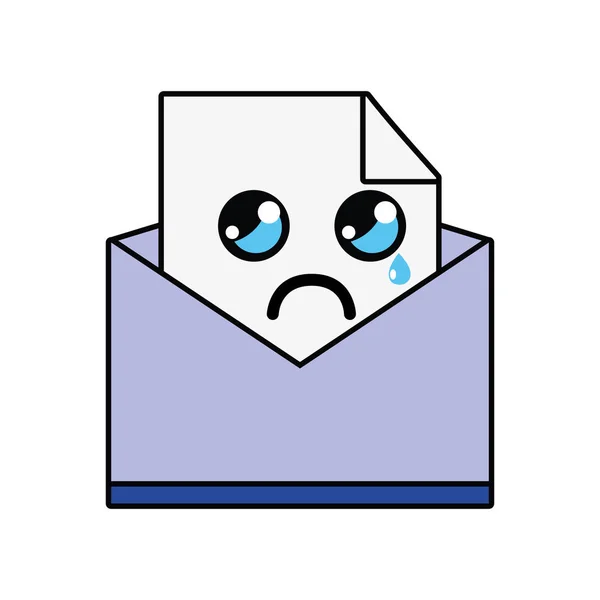 Kawaii Cute Crying File Message Vector Illustration — Stock Vector