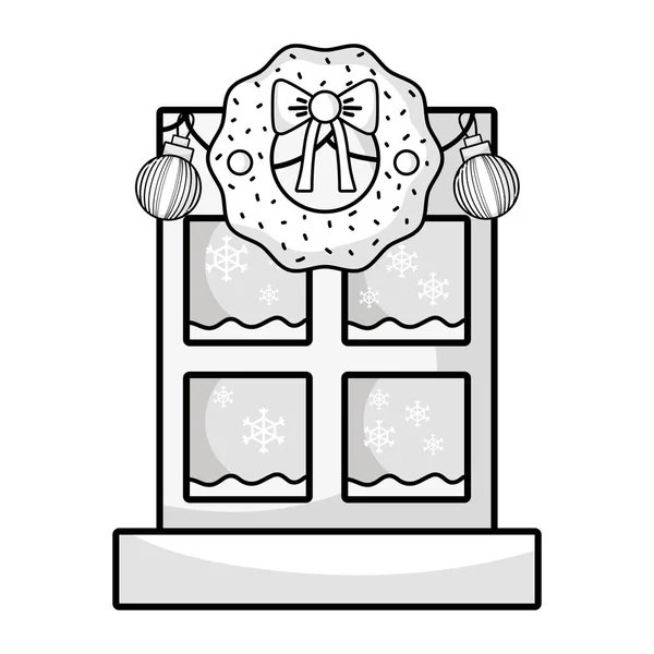 Linea Ghirlanda Palle Con Nastro Decorazione Natale Vettoriale Illustrazione — Vettoriale Stock