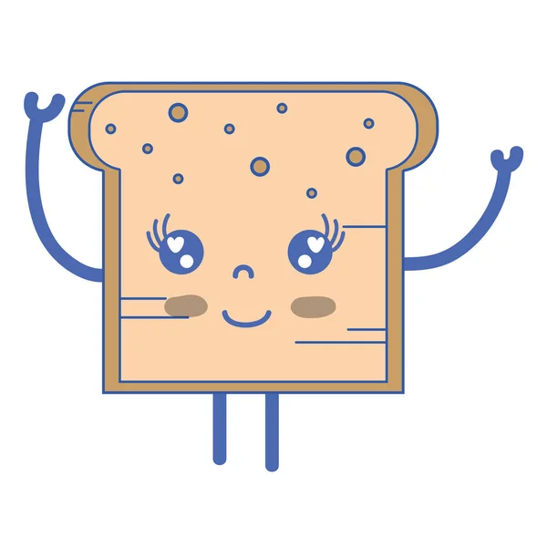 Kawaii Cute Tender Bread Nutrition Vector Illustration — Stock Vector