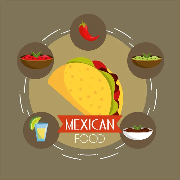 Chile Con Salsas Picantes Tacos Ilustración Vectorial Alimentos — Vector de stock