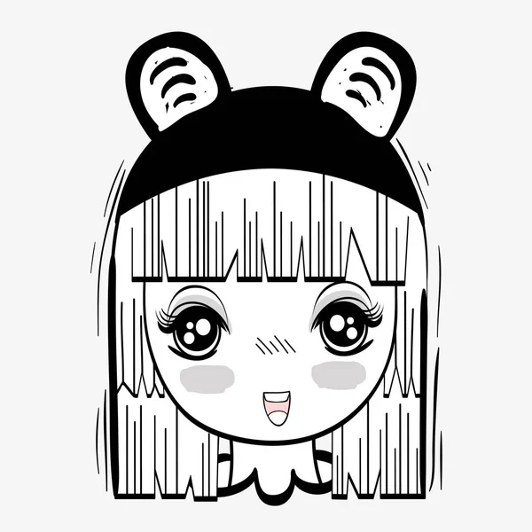 Anime Mooi Mals Vrouw Met Kostuum Vectorillustratie — Stockvector