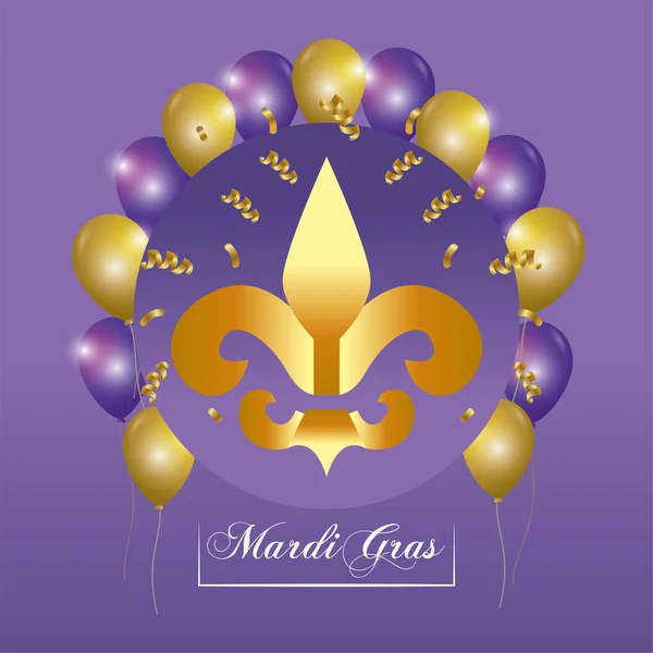 Merdi Gras Event Balloons Decoration Vector Illustration — Stock Vector