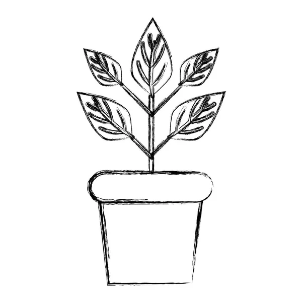 Figur Växt Inuti Blomkruka Till Ekologi Bevarande Vektorillustration — Stock vektor