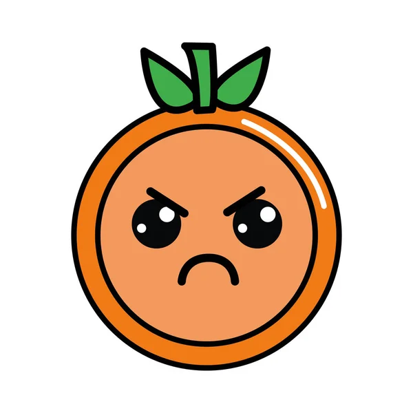 Kawaii Aranyos Dühös Narancssárga Gyümölcs Vektoros Illusztráció — Stock Vector