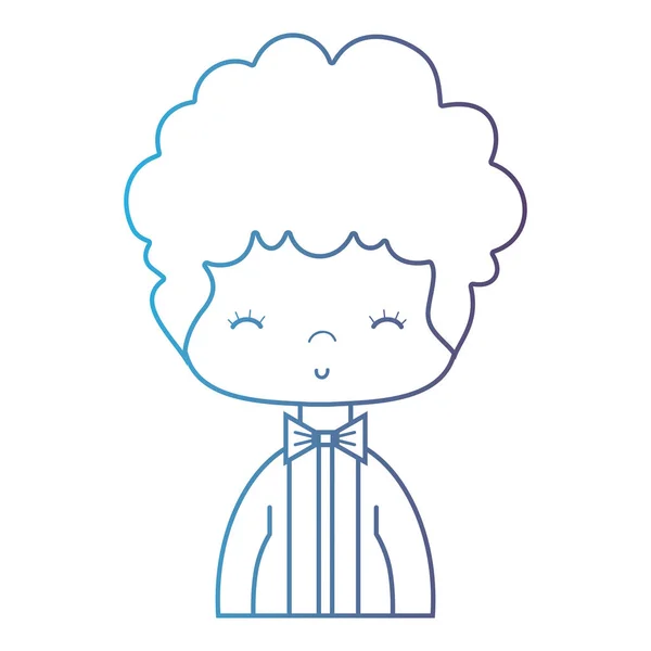 Line Nice Boy Elegant Suit Hairstyle Design Vector Illusration — Stock Vector