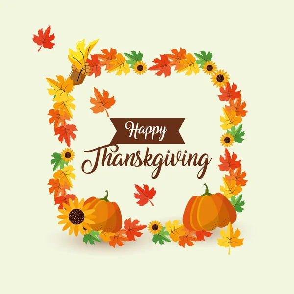 Blad Och Pumpa Happy Thanksgiving Hösten Och Säsongen Tema Vektorillustration — Stock vektor
