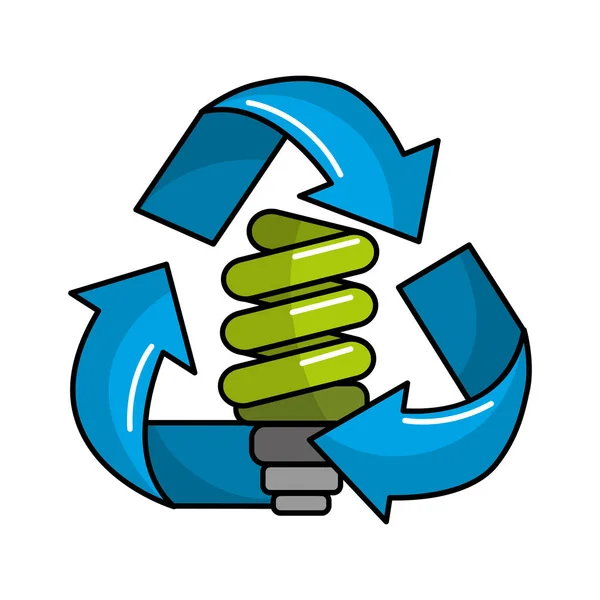 グリーン リサイクル シンボル ベクトル図で電球を保存します — ストックベクタ