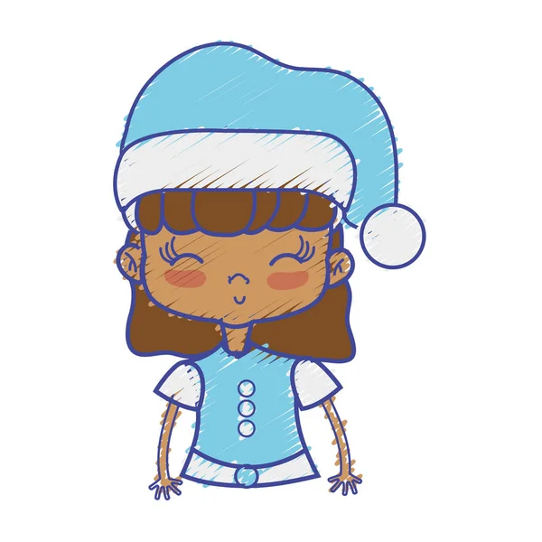 Szépség Lány Ünneplő Merry Christmas Vektoros Illusztráció — Stock Vector