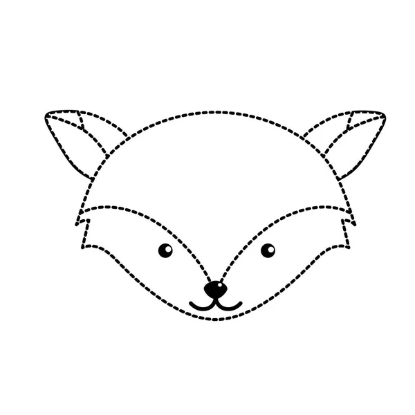 Dotted Shape Cute Fox Head Wild Animal Vector Illustration — Stock Vector