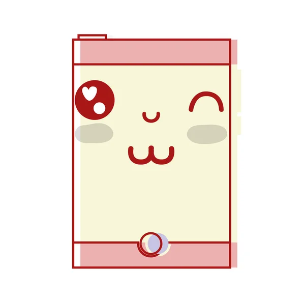 Kawaii Cute Funny Smartphone Technology Vector Illustration — Stock Vector