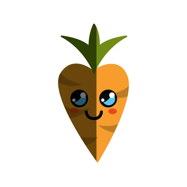 Kawaii Cute Thinking Carrot Vegetable Vector Illustration — Stock Vector