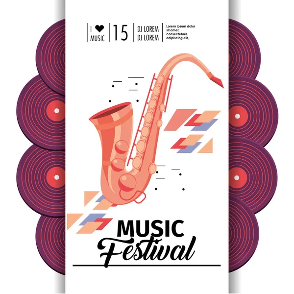 Саксофонный Инструмент Векторной Иллюстрации Событий Музыкального Фестиваля — стоковый вектор