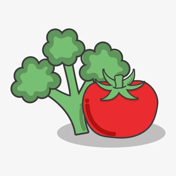 Вкусная Брокколи Томатные Овощи Векторная Иллюстрация — стоковый вектор