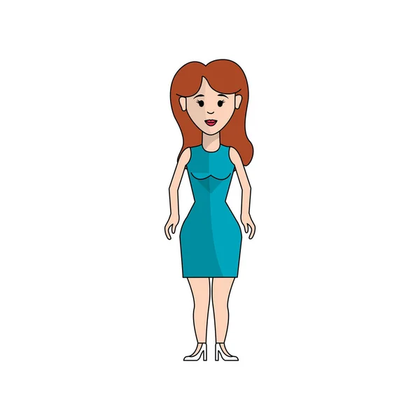 Personnes Femme Avec Icône Avatar Tissu Décontracté Illustration Vectorielle — Image vectorielle