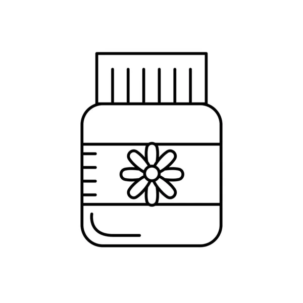 Linie Flasche Pille Pharmazeutische Medizin Behandlung Vektor Illustration — Stockvektor