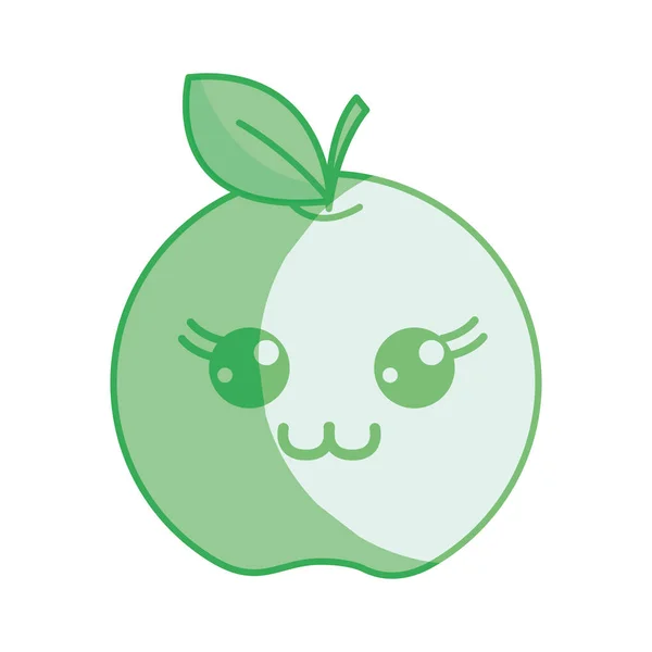 Sylwetka Kawaii Słodkie Happy Apple Owoców Ilustracji Wektorowych — Wektor stockowy