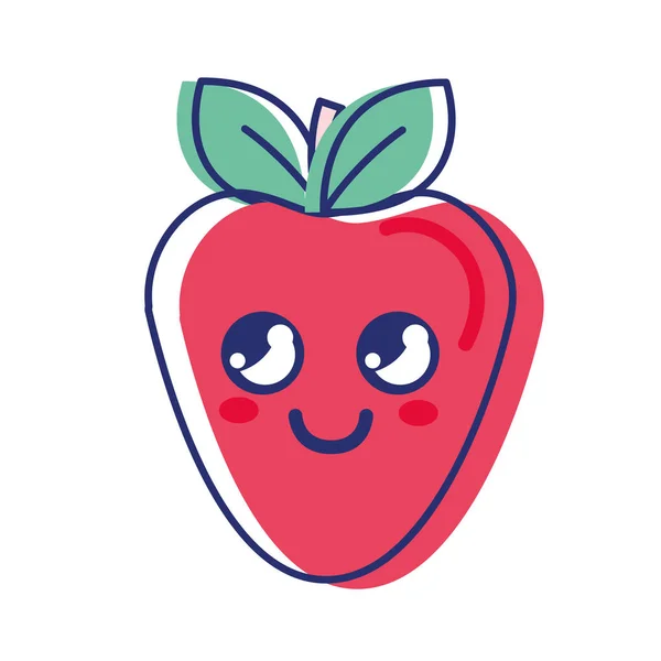 Kawaii Schöne Glückliche Erdbeere Symbol Vektorillustration — Stockvektor