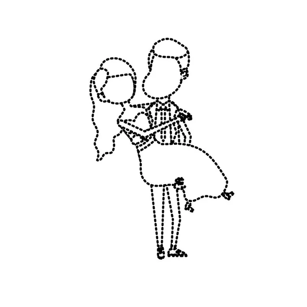 点線図形幸せなカップルの結婚と彼の妻のベクトル図を運ぶ男 — ストックベクタ