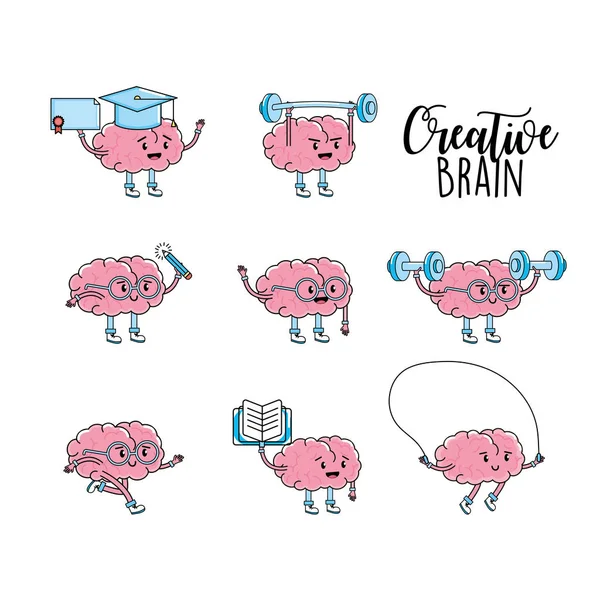 Conjunto Processo Criativo Brainstorm Invenção Vetor Ilustração —  Vetores de Stock