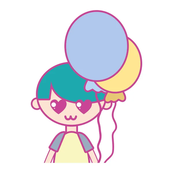 Balonlar Saç Tasarım Vektör Çizim Şirin Çocuk — Stok Vektör