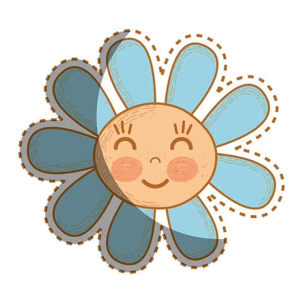 Kawaii Flor Bochechas Felizes Olhos Fechados Design Ilustração Vetorial —  Vetores de Stock