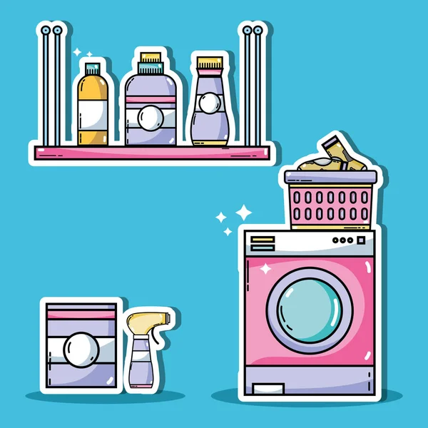 Laundry Equipment Clean Domestic Clothes Vector Illustration — Stock Vector