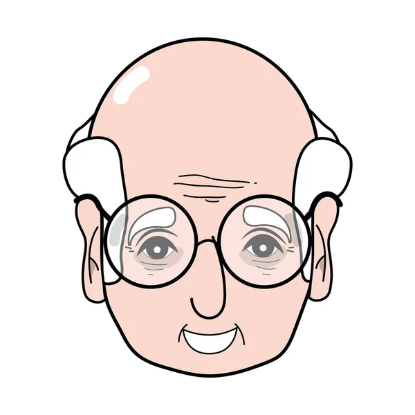 Cara Hombre Viejo Con Gafas Peinado Vector Ilustración — Archivo Imágenes Vectoriales