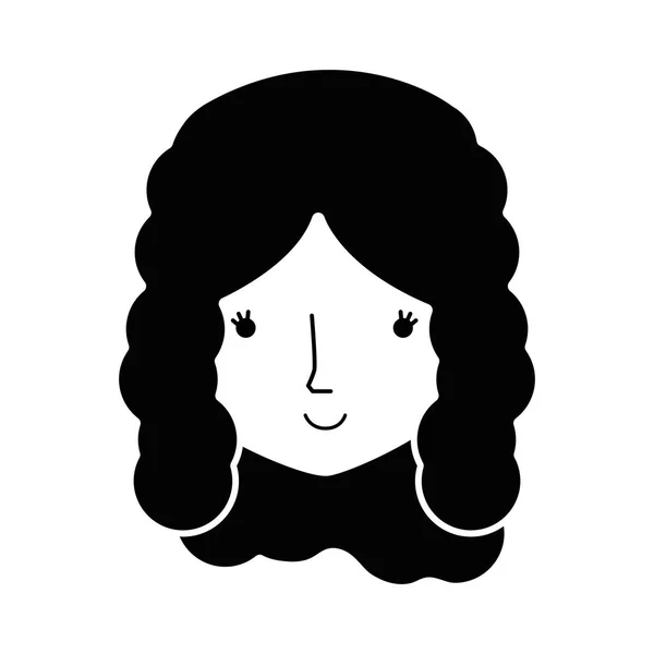 Contorno Feliz Cabeza Mujer Cara Bonita Ilustración Vectores — Vector de stock