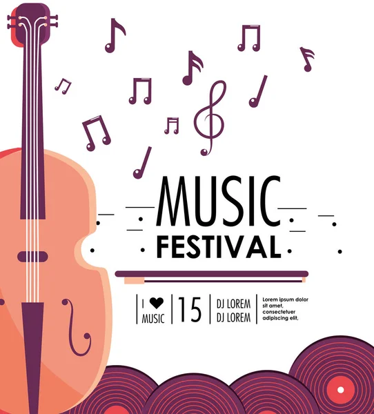 Instrument Violon Festival Musique Illustration Vectorielle Événement — Image vectorielle