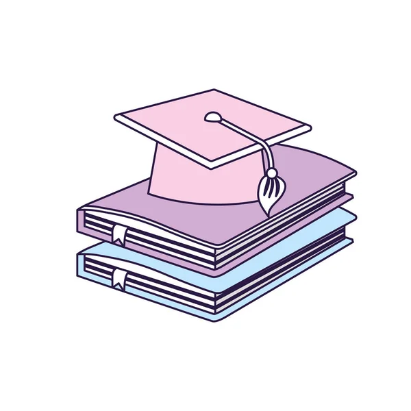 Gorra Graduación Con Cuadernos Educación Objeto Vector Ilustración — Archivo Imágenes Vectoriales