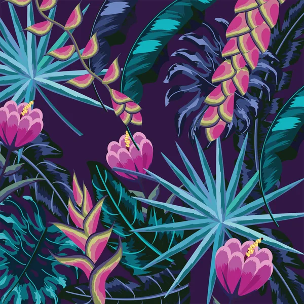Fleurs Avec Des Feuilles Naturelles Plantes Fond Vecteur Illustration — Image vectorielle