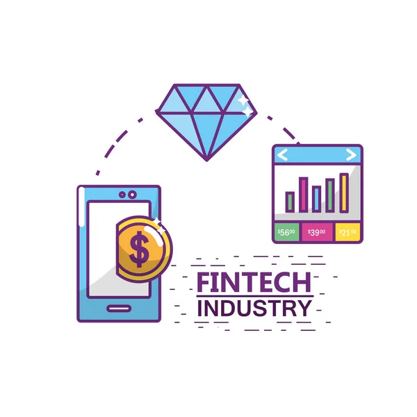 Icon Set Der Fintech Industrie Technologie Und Geld Thema Vektor — Stockvektor