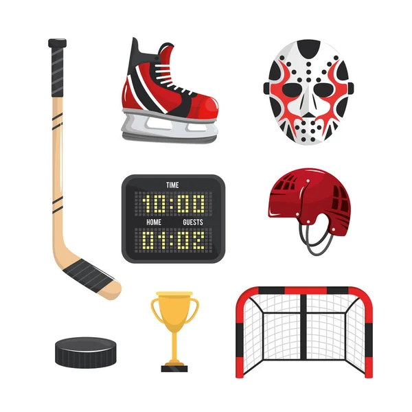 set hockey sport professional equipment vector illustration