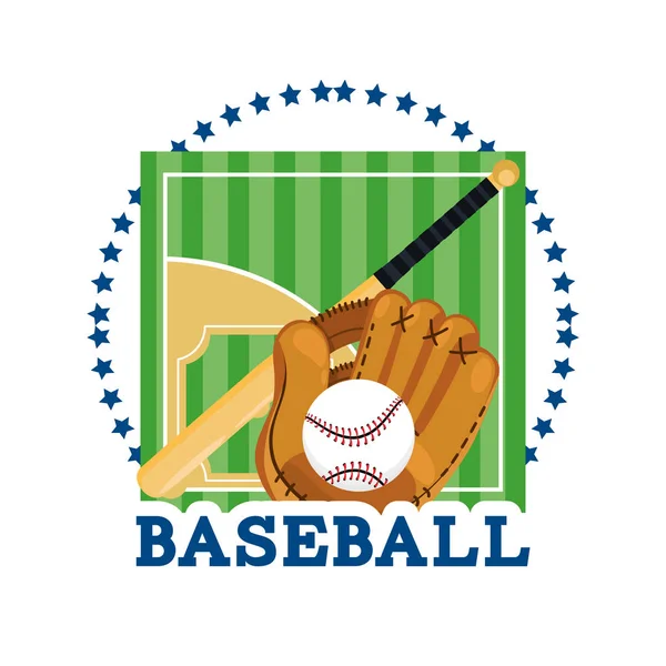 Baseball Fält Spel Med Professionell Utrustning Vektorillustration — Stock vektor