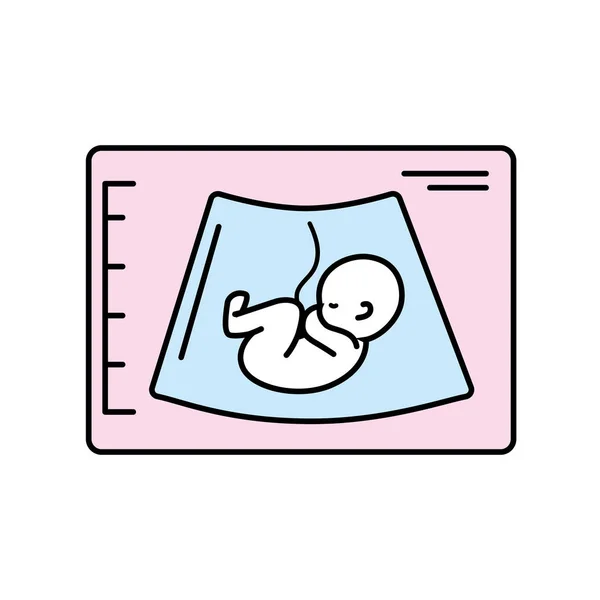 Ultrassom Bebê Com Ilustração Vetor Cordão Umbilical — Vetor de Stock