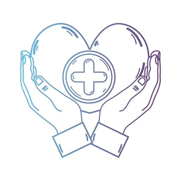 Linia Ręce Serce Symbol Medycyny Aby Pomóc Ilustracja Wektorowa Osób — Wektor stockowy