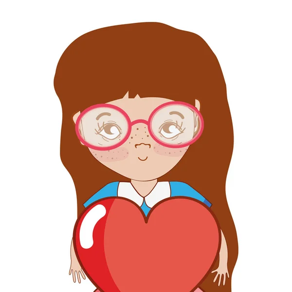 Bonita Chica Con Corazón Gafas Ilustración Vectorial — Vector de stock