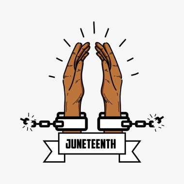 Eller yukarı, özgürlük, vektör resim zinciri ve şerit masajla