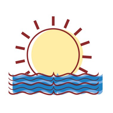 Güneş su sel doğal afet vektör çizim ile