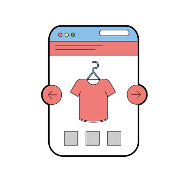 smartphone Web sitesi giyim online alışveriş illüstrasyon vektör